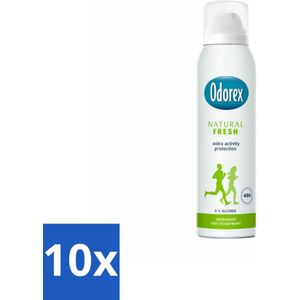 10 x Odorex Deodorant Spray Natural Fresh 150 ml - Langdurige Bescherming - Frisse Geur - Deodorant 150 Ml