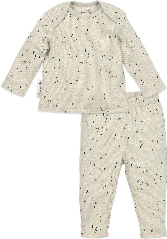 Meyco Baby Rib Mini Spot Pyjama - Sand Melange - 50/56