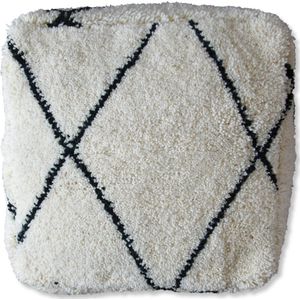 Poufs&Pillows - Vloerkussen Beni Ourain - Fluffy stoffen poef 60x60x20cm - Gevuld geleverd - Groot zitkussen - Ideaal voor de woon-, slaap- en kinderkamer. Ook handig als palletkussen.