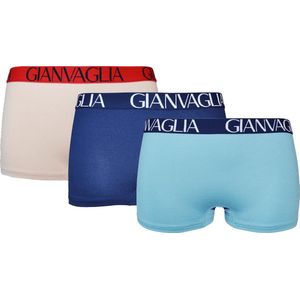 Gianvaglia 8037 Dames Boxershorts - Set van 3 - Korte Pijp - Beige/Blauw/Turquoise - XL