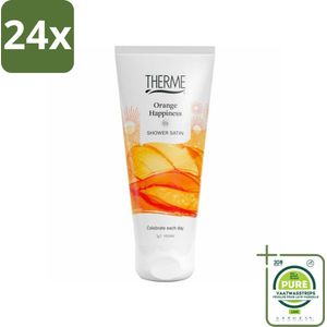 Therme - Orange Happiness - Douche Satin - Verfrissend - Verzorgend - 200ml - Voordeelverpakking - 24 stuks - Douchegel - Sinaasappelgeur
