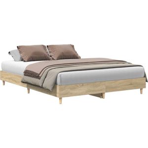 vidaXL - Bedframe - zonder - matras - 150x200cm - spaanplaat - sonoma - eikenkleurig