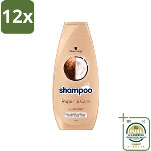 Schwarzkopf - Shampoo Repair & Care - Herstelt Beschadigd Haar - 400 ml - Voordeelverpakking - 12 stuks - Beschadigd haar - Droog haar