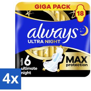 Always - Maandverband - Ultimate - Night - 18 Maandverband - Voordeelverpakking - 4 stuks