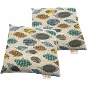 Warmtekussen voor de magnetron - 25 x 25 cm, korrelkussen met tarwe en lavendel voor warmte- en koudetherapie, 2 stuks