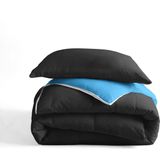 Sleeptime 2 in 1 Omkeerbare Dekbed - Dekbed zonder Overtrek + Gratis Kussensloop - 140x200 - Zwart/Blauw
