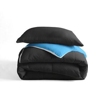 Sleeptime 2 in 1 Omkeerbare Dekbed - Dekbed zonder Overtrek + Gratis Kussensloop - 140x200 - Zwart/Blauw