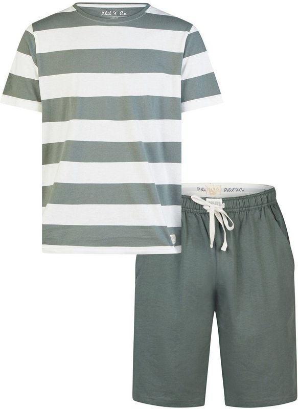 Phil & Co - Korte Pyjama Set - Groen Gestreept - Heren