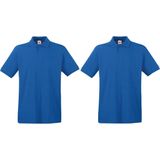 2-Pack maat L blauw polo shirt premium van katoen voor heren - Polo t-shirts voor heren