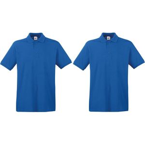 2-Pack maat L blauw polo shirt premium van katoen voor heren - Polo t-shirts voor heren