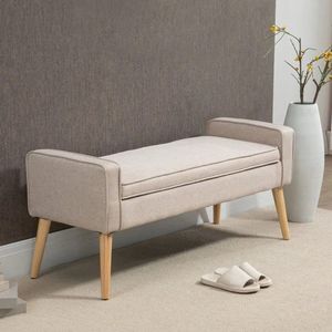 Gran Vida® - Gestoffeerde Bank Met Opbergruimte - Scandinavisch - Beige - 120x45x54 cm