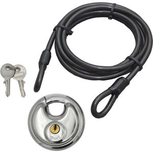 B-Safe Staalkabel met 80mm discusslot - 5m x 12mm kabel - geplastificeerd - kabelslot