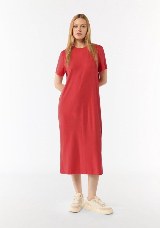 comma - Jurk - Lange Losvallende Jurk - Ronde Halslijn