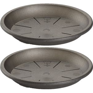 3x Stuks Opvangschaal/Onderbord Plantenpot Antraciet Rond 20 cm - Kunststof