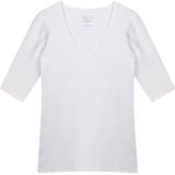 Claesen's® - Dames 3/4 Sleeve V-Neck T-Shirt - Wit - 95% Katoen - 5% Lycra