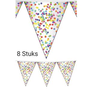 8 stuks Vlaggenlijn met Confetti opdruk, 80 meter, Carnaval, Verjaardag , Themafeest