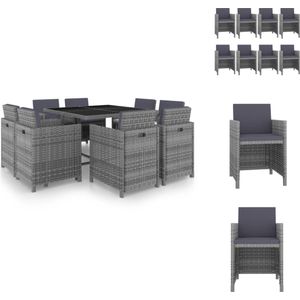 vidaXL Rattan Garden Furniture Set - 8 Chairs - Antraciet - 109x109x74cm - Water resistant - Tuinset