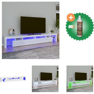 vidaXL Tv-meubel met LED-verlichting 260x36-5x40 cm hoogglans wit - Kast - Inclusief Houtreiniger en verfrisser