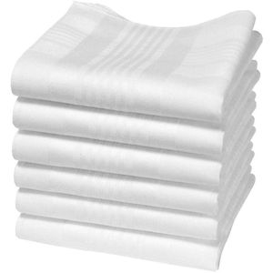 Ibenzoa® Set van 6 Biologische Katoenen Zakdoeken in Wit - Groot Formaat 43x43 cm