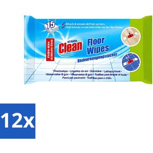 At Home - Clean - Vloer Reinigingsdoekjes - Reinigt Effectief - 15 Doekjes - Voordeelverpakking - 12 stuks