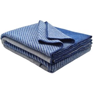 Plaids.shop® Wollen Deken - ODENSE - Lichtblauw-Blauw (150x200cm) Plaid - 100% Wol