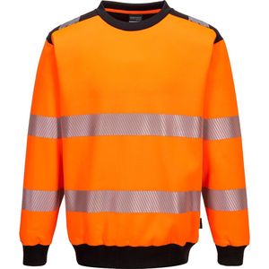Portwest PW379 - PW3 Hi-Vis Sweatshirt met ronde hals Oranje/zwart Maat : XL