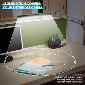 Led-bureaulamp, bureaulamp - Oogbeschermende LED Lamp - Bespaar ruimte 42D x 13W x 5H centimetres