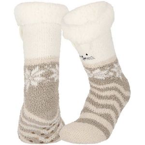 Apollo - Meiden - Fleece - Antislip - Huissokken - Kat - Maat 20/24