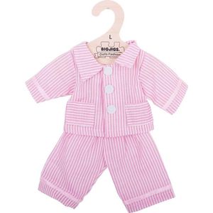 Bigjigs - Pyjama voor pop - Roze/wit gestreept - 25cm