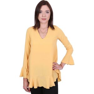 John Zack Gele blouse met ruches