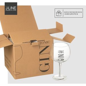 J-Line Hoog Gin glas - glas - giftbox - set van 4 stuks - woonaccessoires