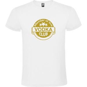 Wit  T shirt met  "" Member of the Vodka club ""print Goud size S