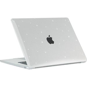 Mobigear Laptophoes geschikt voor Apple MacBook Air 15 Inch (2023-2025) Hoes Hardshell Laptopcover MacBook Case | Mobigear Sparkle - Wit - Model A2941 / A3114 / A3241
