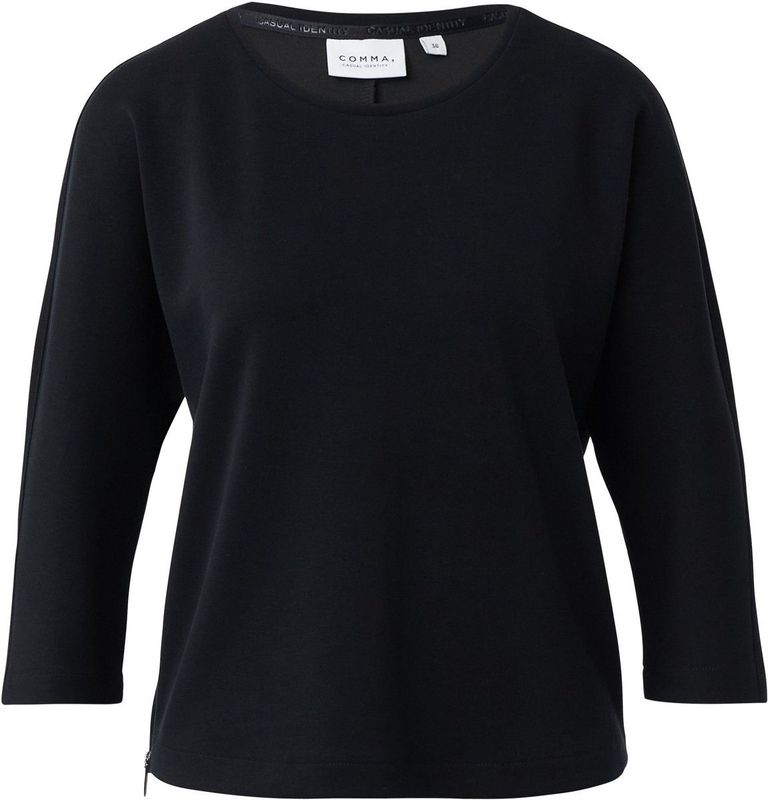 comma - Sweatshirt - Relaxed Fit - Met Vleermuisvleugelmouwen - Halflang