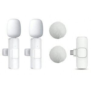S&E Draadloze Lavalier Microfoon – Clip-on Microfoon voor Smartphone, Video & Audio Opname - Type C - Wit