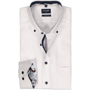 OLYMP modern fit overhemd - Oxford - wit - Strijkvrij - Boordmaat: 44