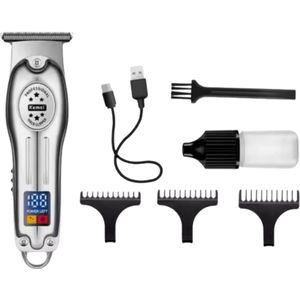 Kemei Professionele Tondeuse - Draadloze Tondeuse - Tondeuse Mannen - Tondeuse hoofdhaar - Haartrimmer - Zilver - Tondeuses - Trimmer Mannen