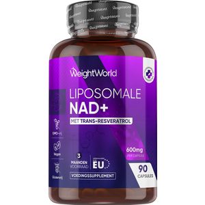 WeightWorld Liposomale NAD+ capsules met Resveratrol - 250 mg liposomal NAD+ per capsule - 90 vegan capsules voor 3 maanden voorraad