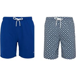 Set van 2 zwembroek La V blockjespatroon/ Blauw 116-122