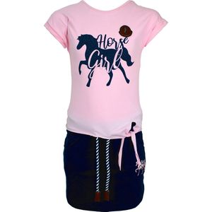 S&C Setje Horsegirl roze Kids & Kind Meisjes Blauw/Roze - Maat: 134/140