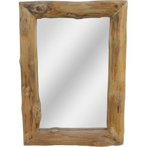 Summer Wandspiegel - 50x70 cm - Bruin - Teakhout - spiegel rond, spiegel goud, wandspiegel, wandspiegel rechthoek, wandspiegel industrieel, wandspiegel zwart, wandspiegel rond, wandspiegels woonkamer, decoratiespiegel