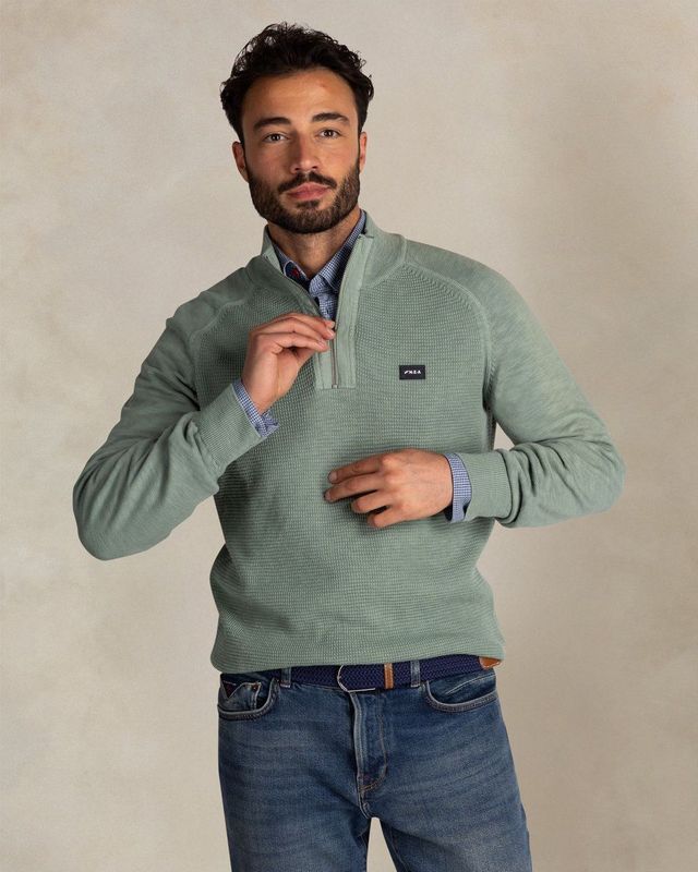 NZA - Groene - Half Zip Trui - Katoen