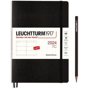 Leuchtturm1917 - weekplanner - agenda - 2024 - a5 - softcover - 12 maanden - zwart