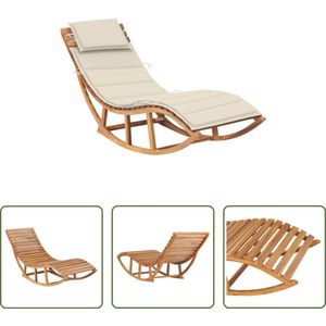 The Living Store Ligstoel Teakhouten Tuinmeubel - 60x180x73 cm - Schommelend