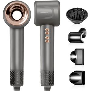 Sansbeauté® Föhn met Diffuser – Krullen – 110.000RPM - Ionische Haardroger met Borstel - 2 Standen - 4 Opzetstukken – Reisföhn - Coolshot – Haarföhn met Diffuser – Hair Dryer - 1600W