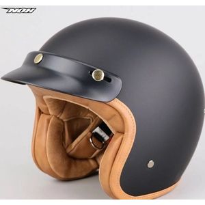 Mat Zwarte Jethelm - Nox N243 Stijlvolle Retro Helm met ECE 22.06 Keuring - Scooterhelm - Jethelm met Comfort voering - Motorhelm - Fatbike Helm - Speed Pedelec Helm - Maat S (55 tot 56cm)