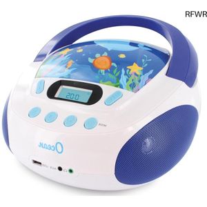 RFWR® Radio/CD-speler voor kinderen met USB, SD en AUX-in poort in oceaan kleuren