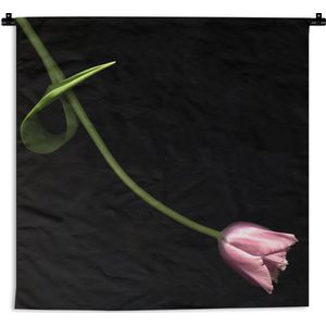 Wandkleed Tulp - Romantische roze tulp Wandkleed katoen 150x150 cm - Wandtapijt met foto