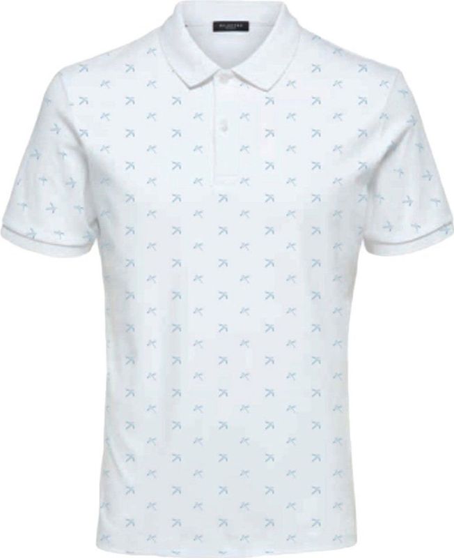 Selected Paris Korte Mouw Poloshirt Wit M Man