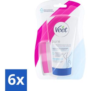 6 x Veet - Ontharingscrème - Gevoelige Huid In Douche - Gemakkelijk Gebruik - 150 ml - Ontharingscrème - Ontharen - Gevoelige Huid - Ontharingscrème Douche - Silk & Fresh